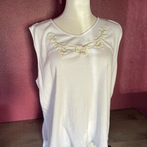 Koret White Sleeveless Muscle Tee with Tie Front